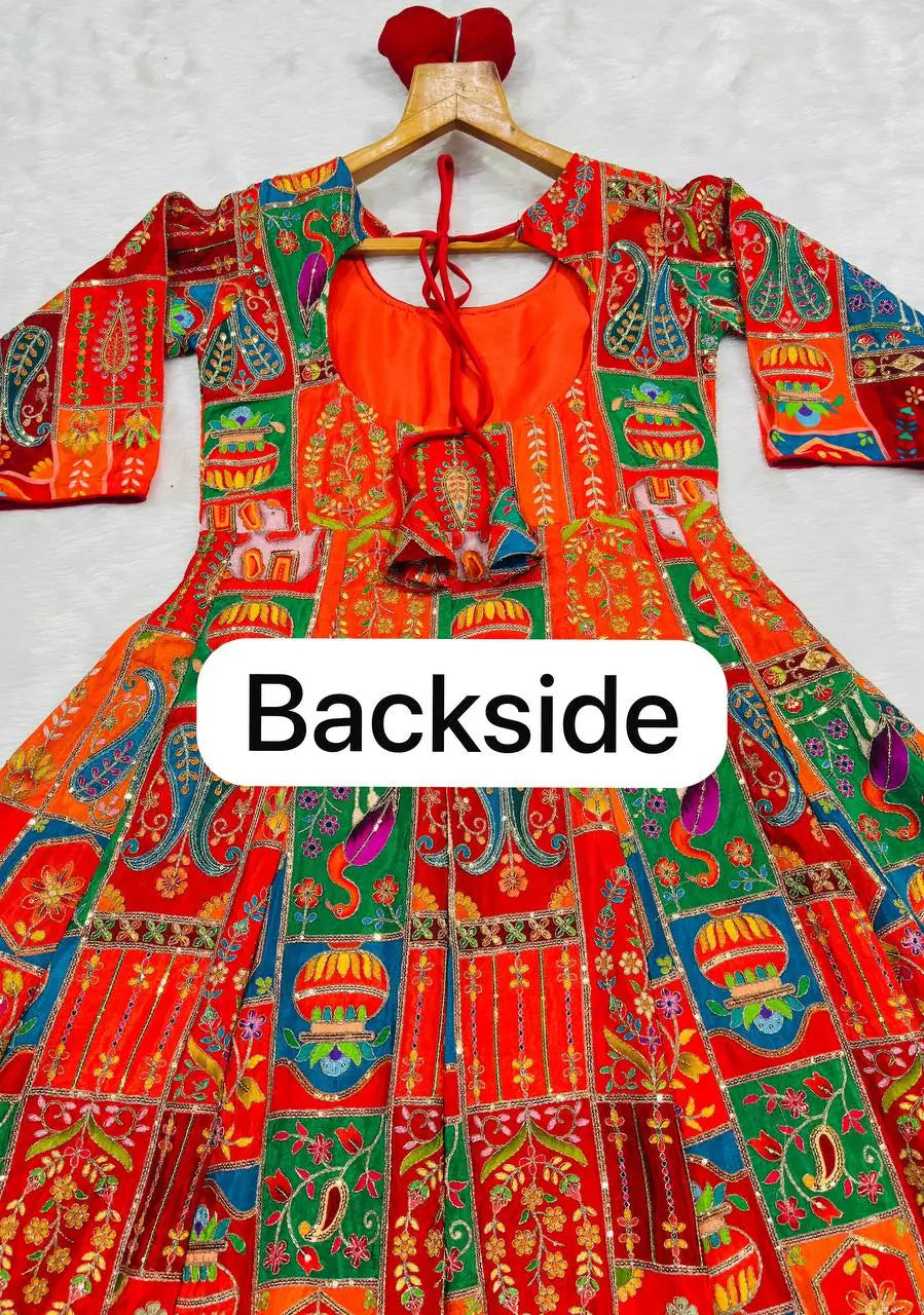 Rajwadi Patchwork Print Anarkali Gown
