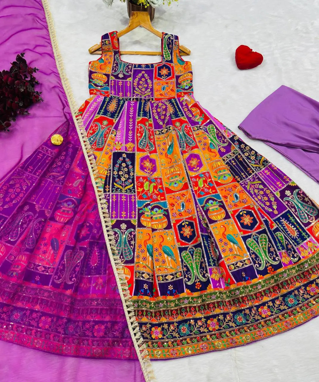 Rajwadi Patchwork Print Anarkali Gown