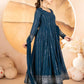 Rama Blue Embroidered Blooming Anarkali Gown Set with Dupatta