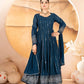 Rama Blue Embroidered Blooming Anarkali Gown Set with Dupatta