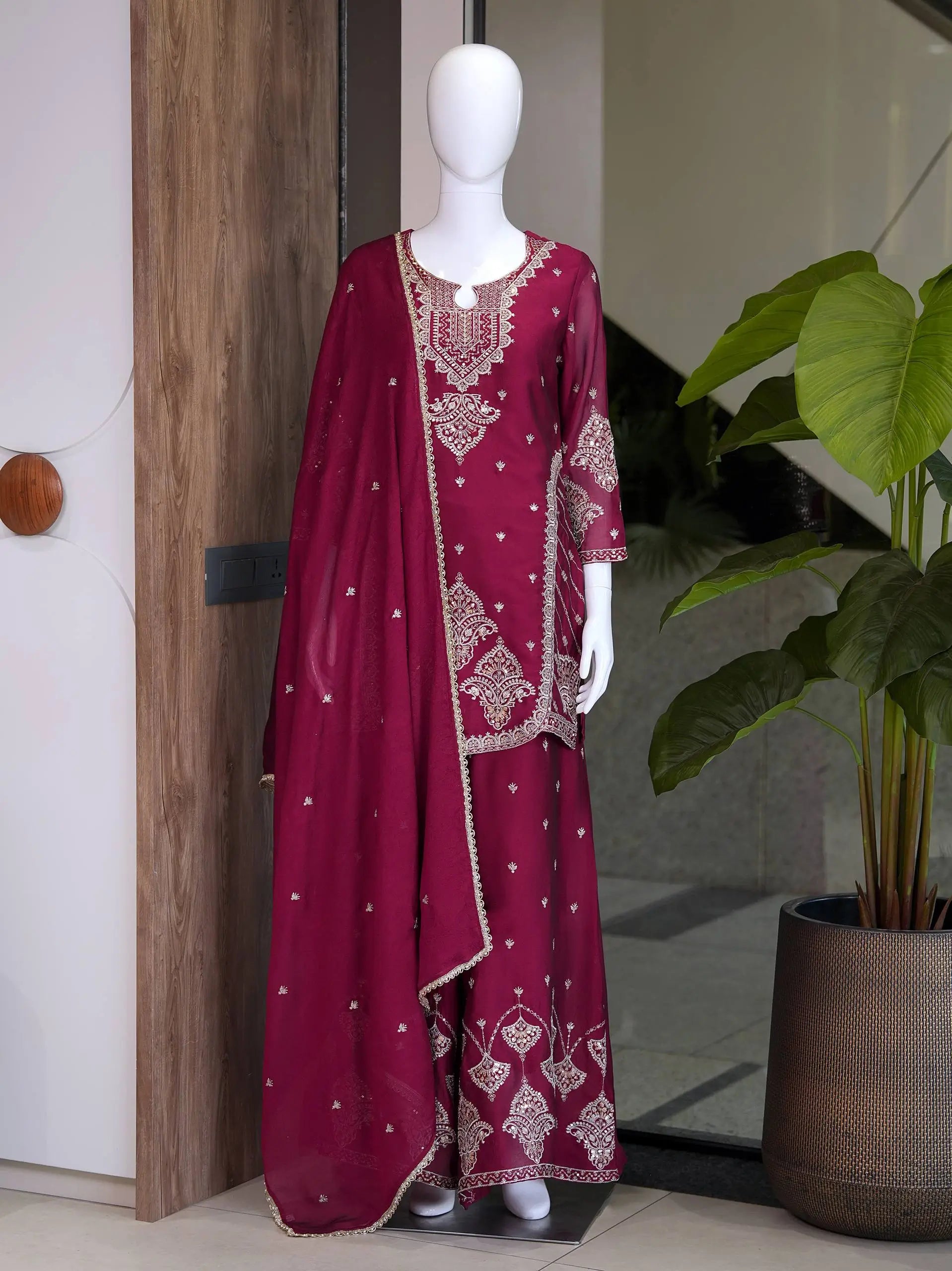 Rangoli Crush Embroidered Sharara Set With Dupatta