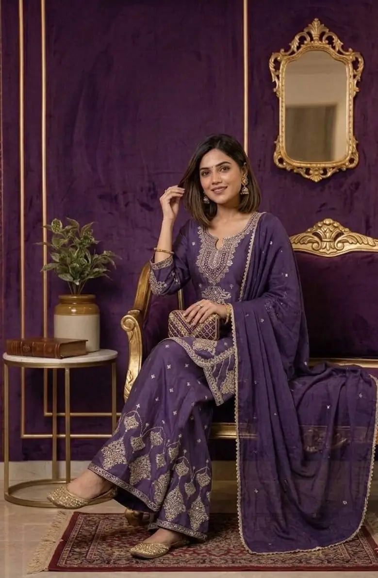 Rangoli Crush Embroidered Sharara Set With Dupatta
