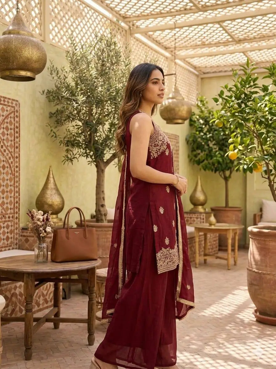 Rangoli Crush Embroidered Sharara Set With Dupatta