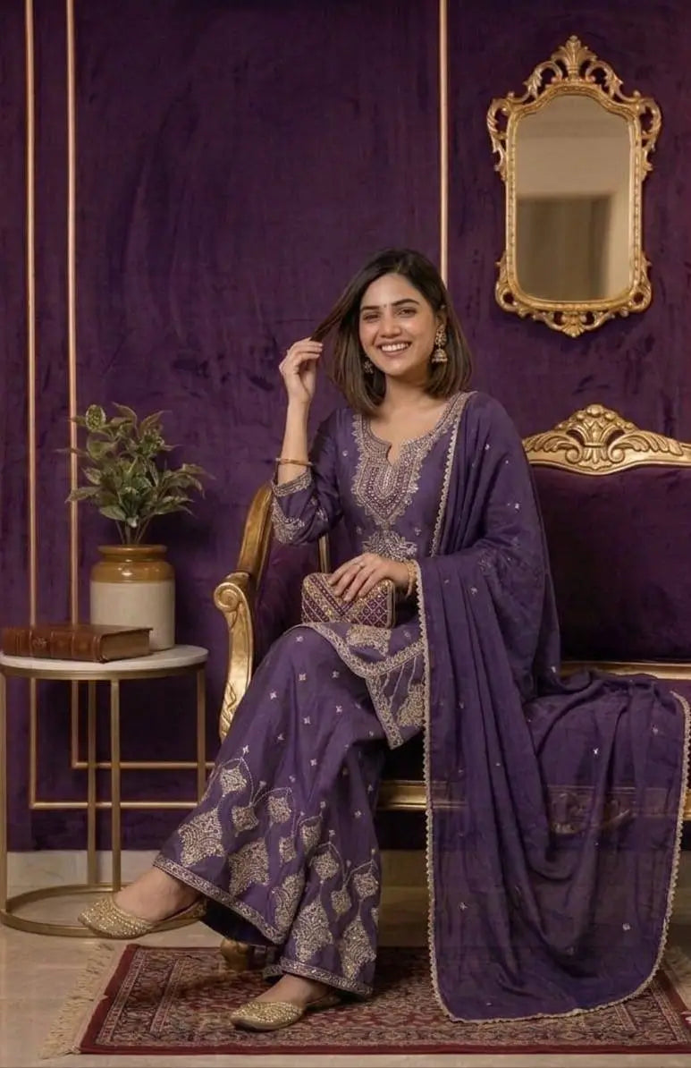 Rangoli Crush Embroidered Sharara Set With Dupatta