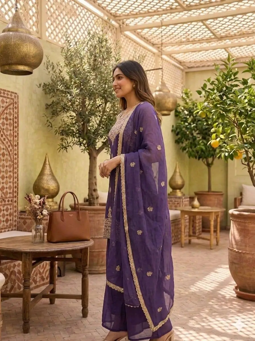 Rangoli Crush Embroidered Sharara Set With Dupatta