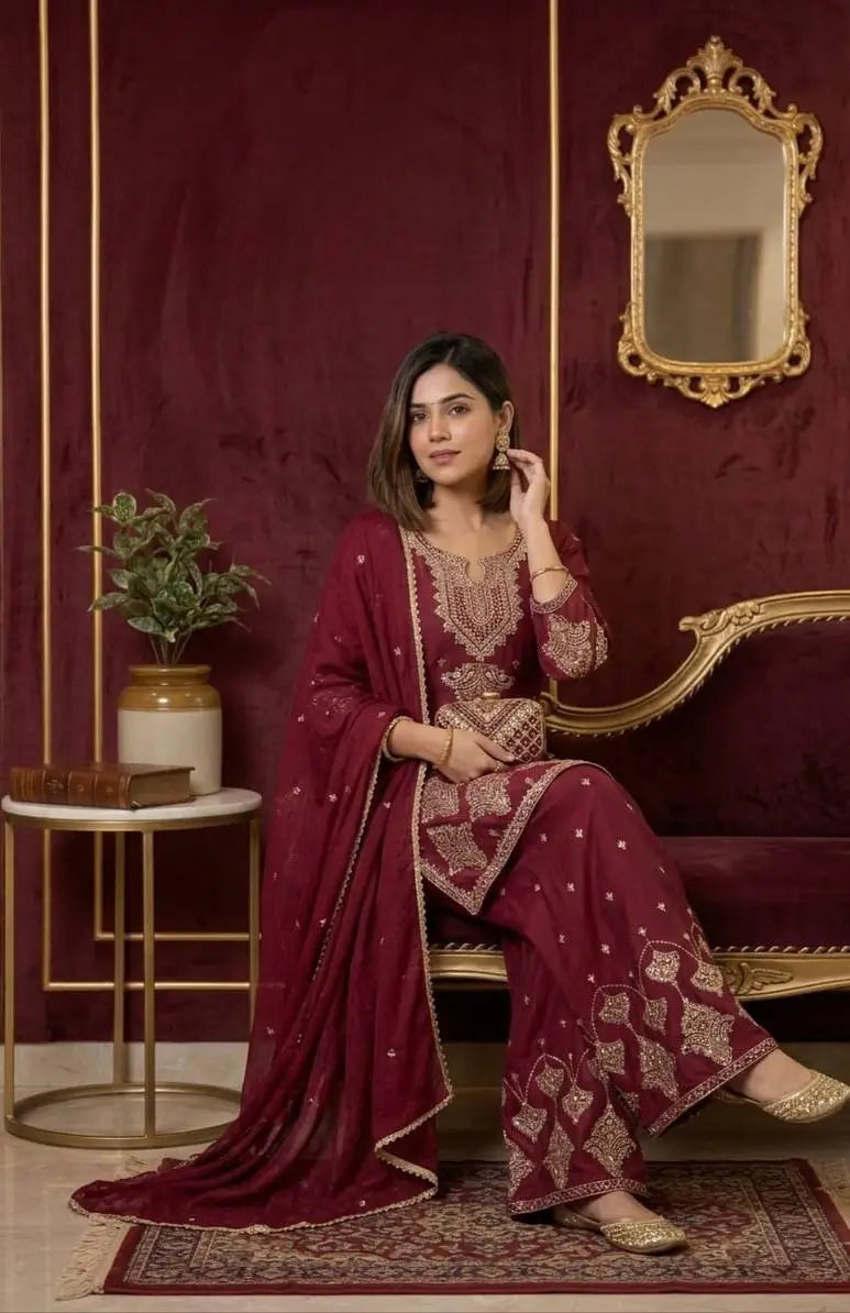 Rangoli Crush Embroidered Sharara Set With Dupatta