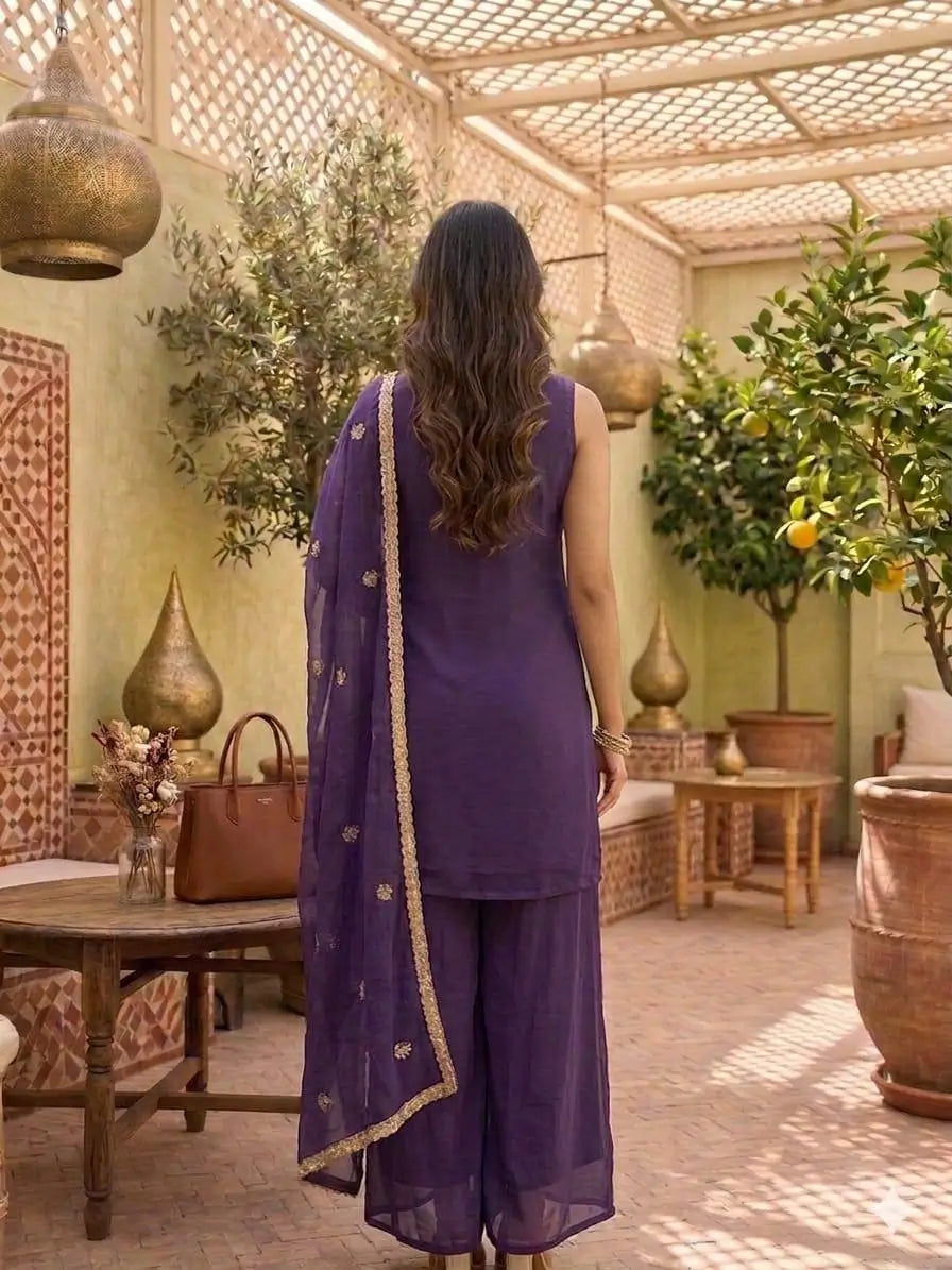 Rangoli Crush Embroidered Sharara Set With Dupatta