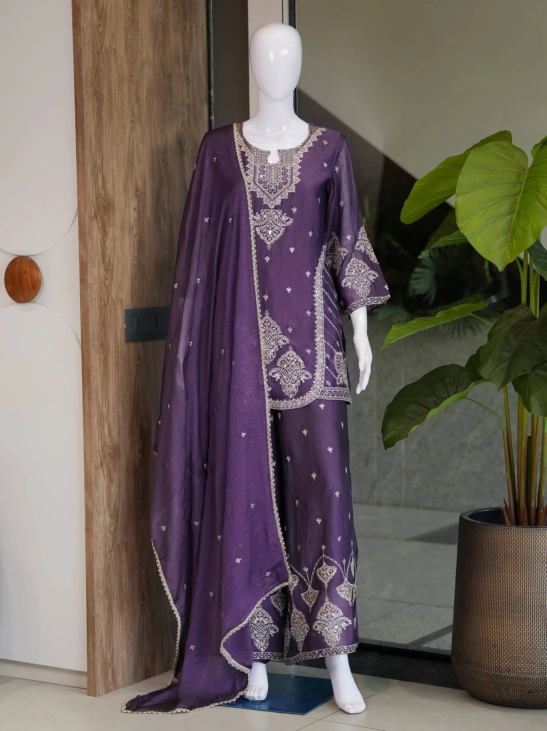 Rangoli Crush Embroidered Sharara Set With Dupatta