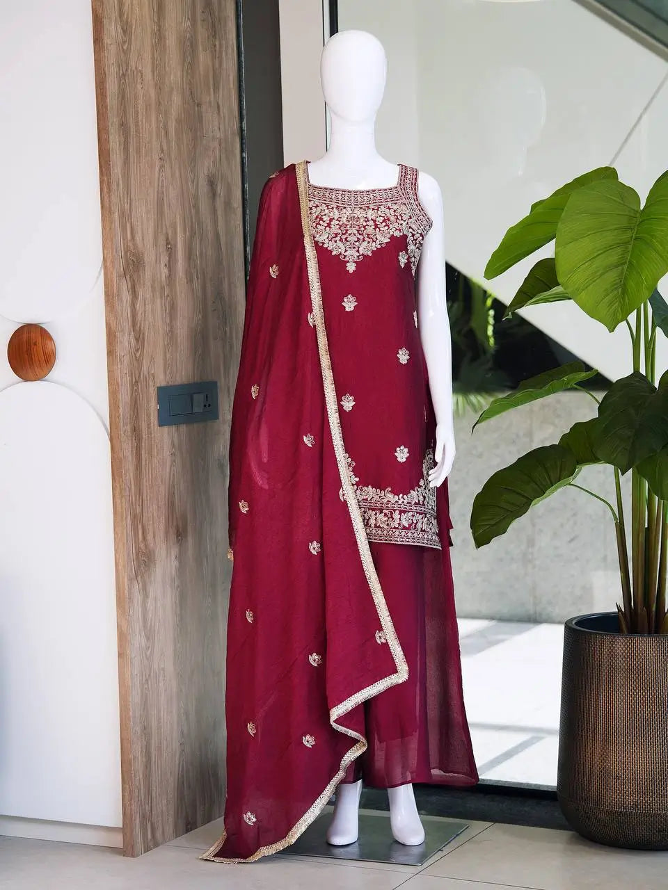 Rangoli Crush Embroidered Sharara Set With Dupatta