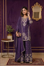 Rangoli Crush Embroidered Sharara Set With Dupatta