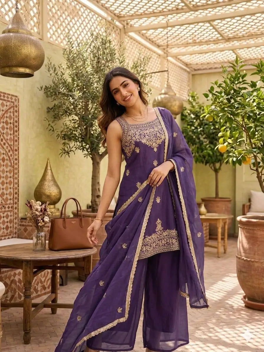 Rangoli Crush Embroidered Sharara Set With Dupatta