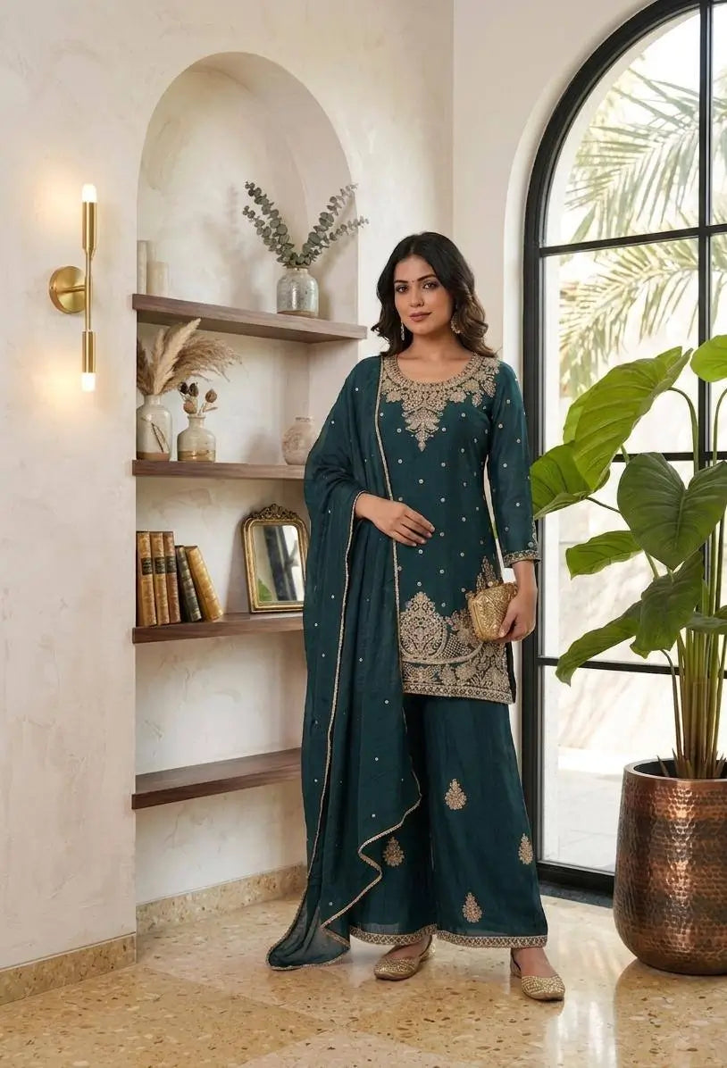 Rangoli Crush Zari Embroidery Kurta Set