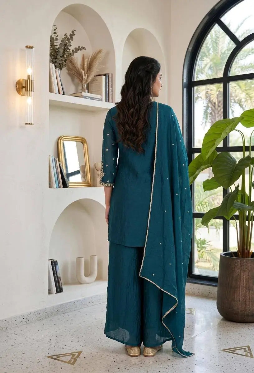 Rangoli Crush Zari Embroidery Kurta Set