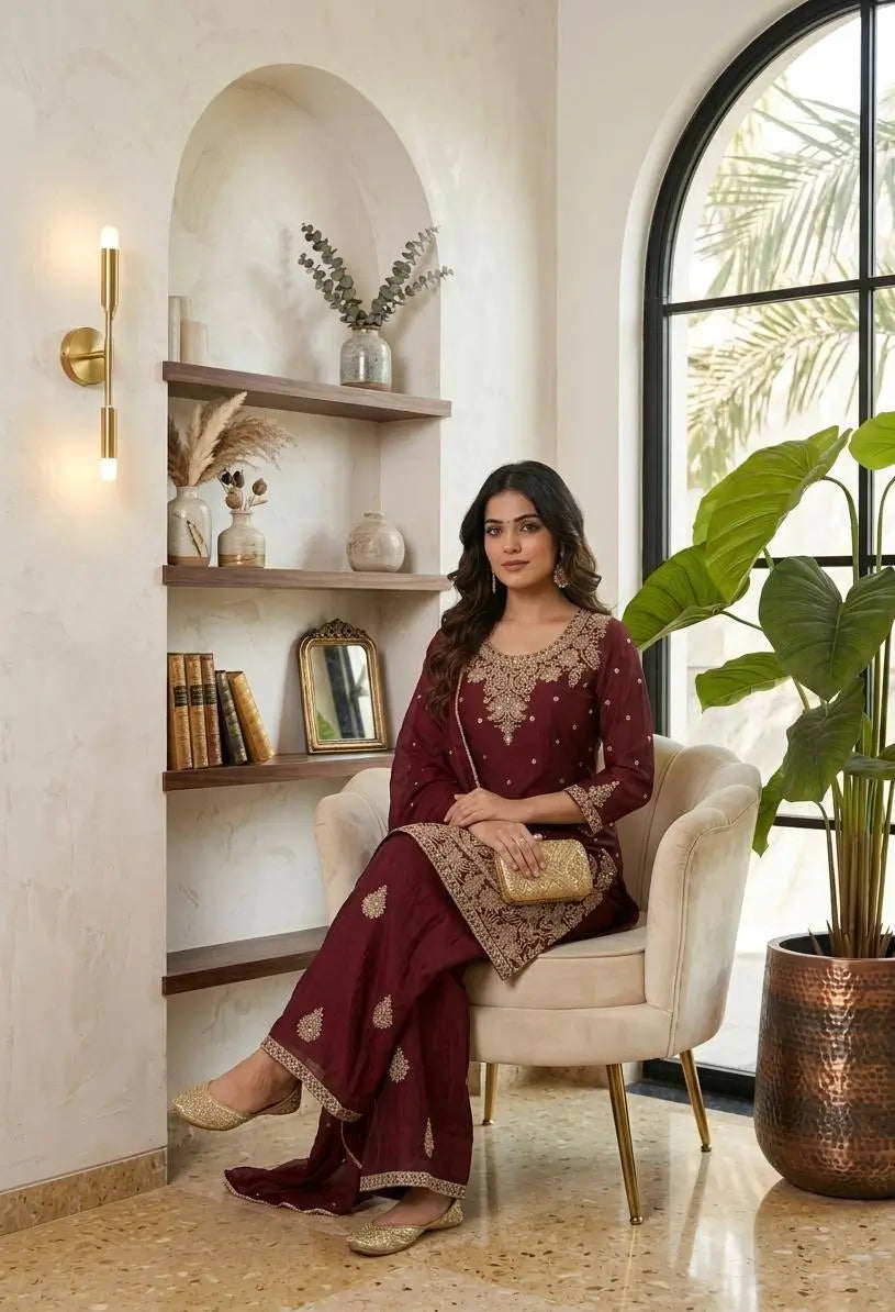 Rangoli Crush Zari Embroidery Kurta Set