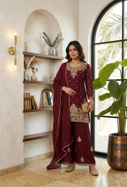 Rangoli Crush Zari Embroidery Kurta Set