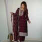 Rangoli Silk Embroidered Kurta Set with Dupatta & Pant – Sequins & Thread Work