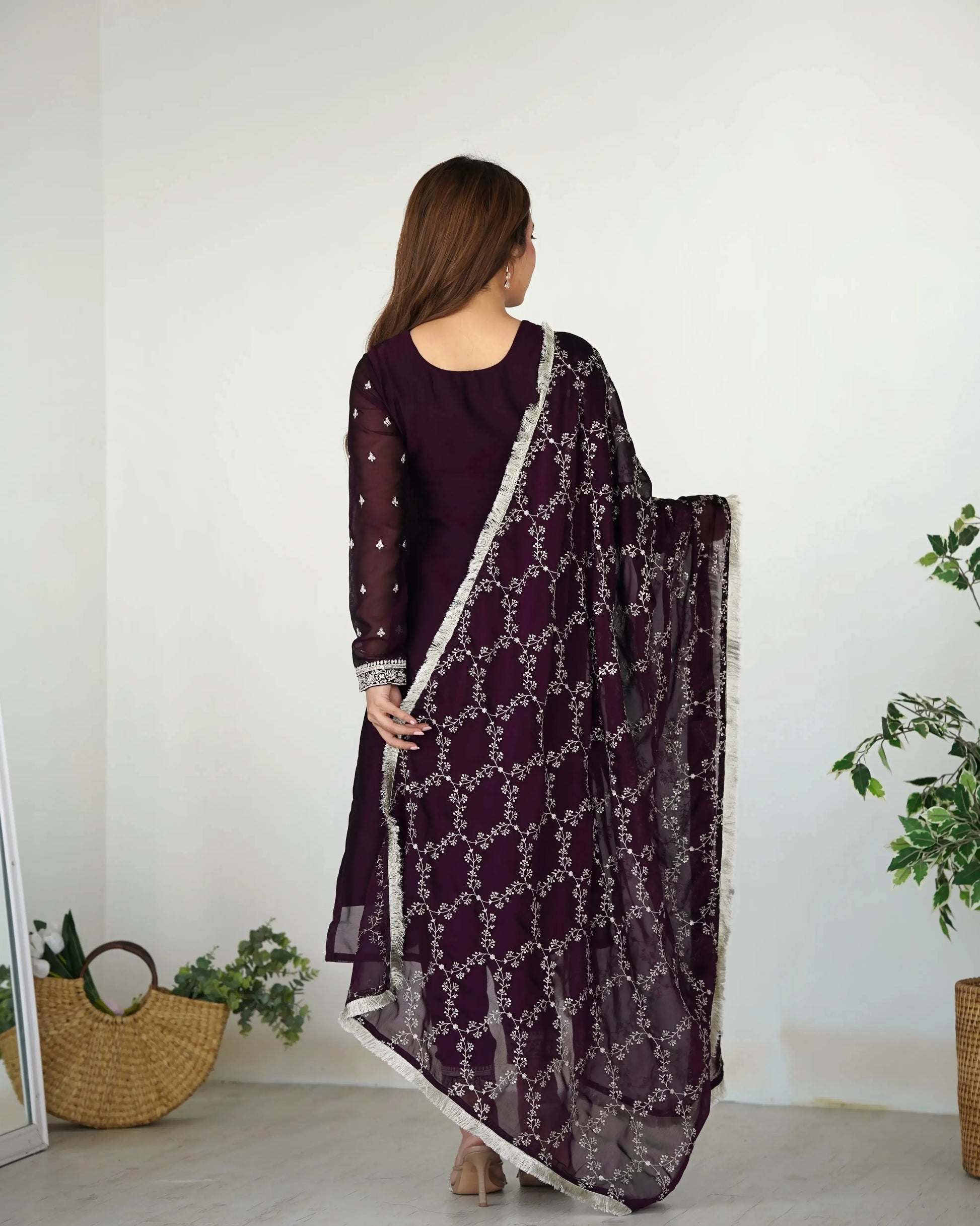 Rangoli Silk Embroidered Kurta Set with Dupatta & Pant – Sequins & Thread Work