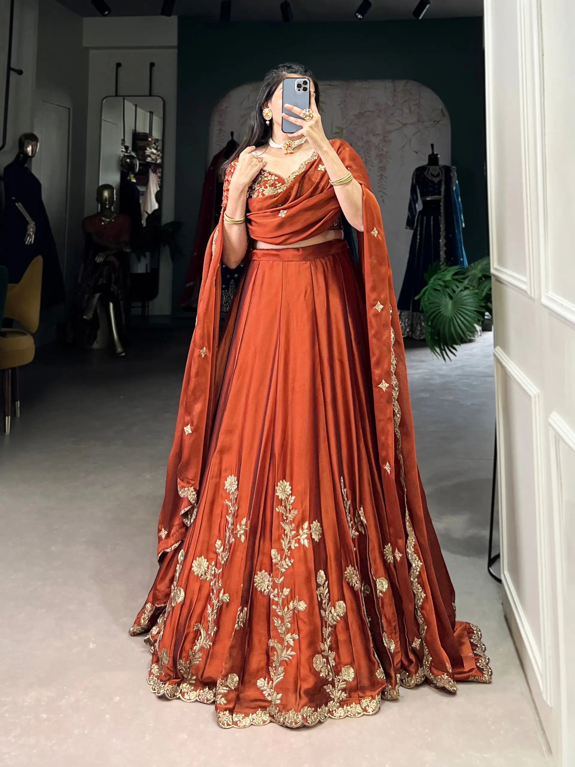 Rangoli Silk Embroidered Lehenga Set with Dupatta