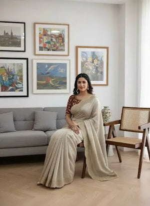 Rangoli Silk Zari Embroidered Saree With Designer Blouse