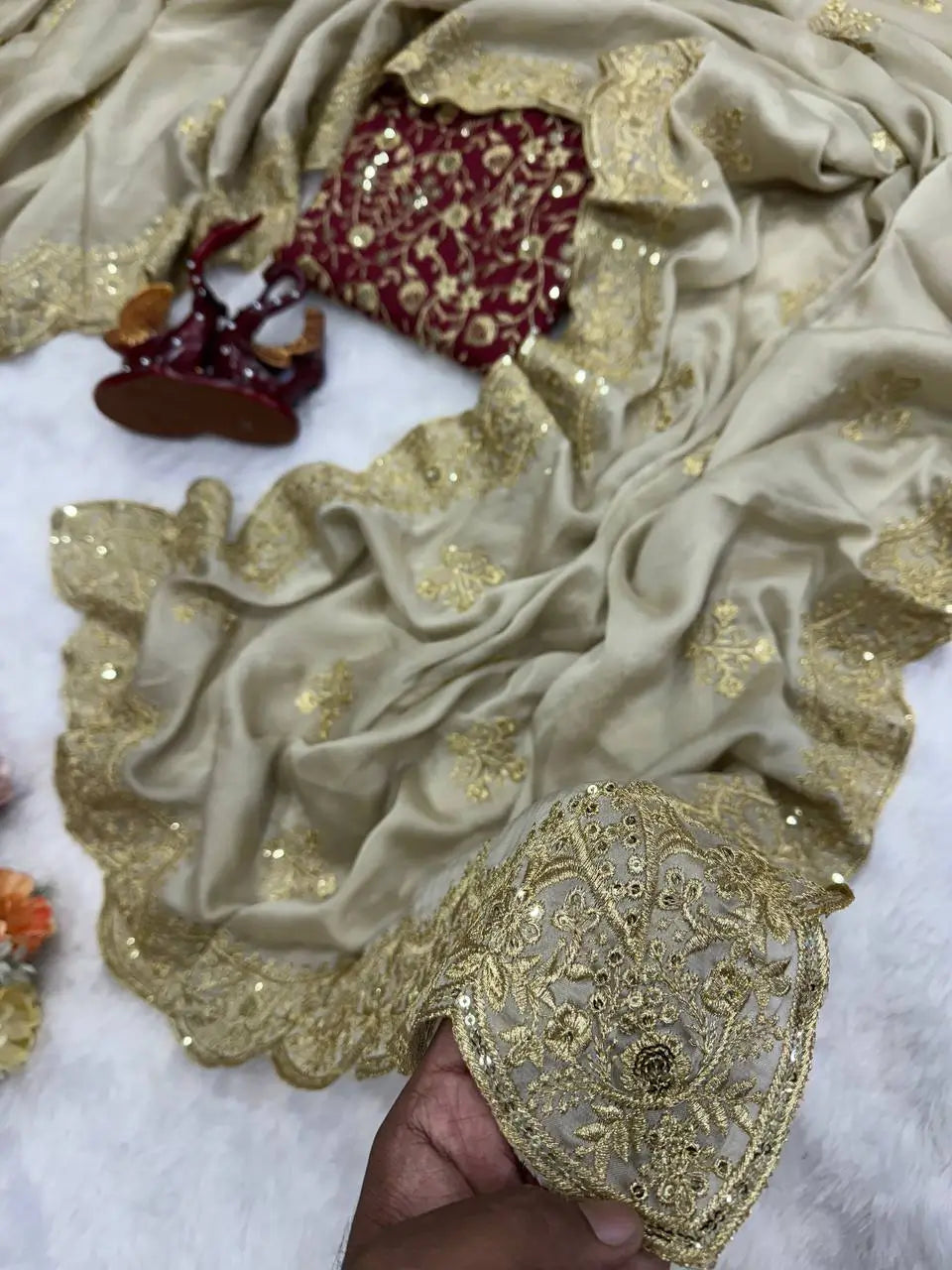 Rangoli Silk Zari Embroidered Saree With Designer Blouse