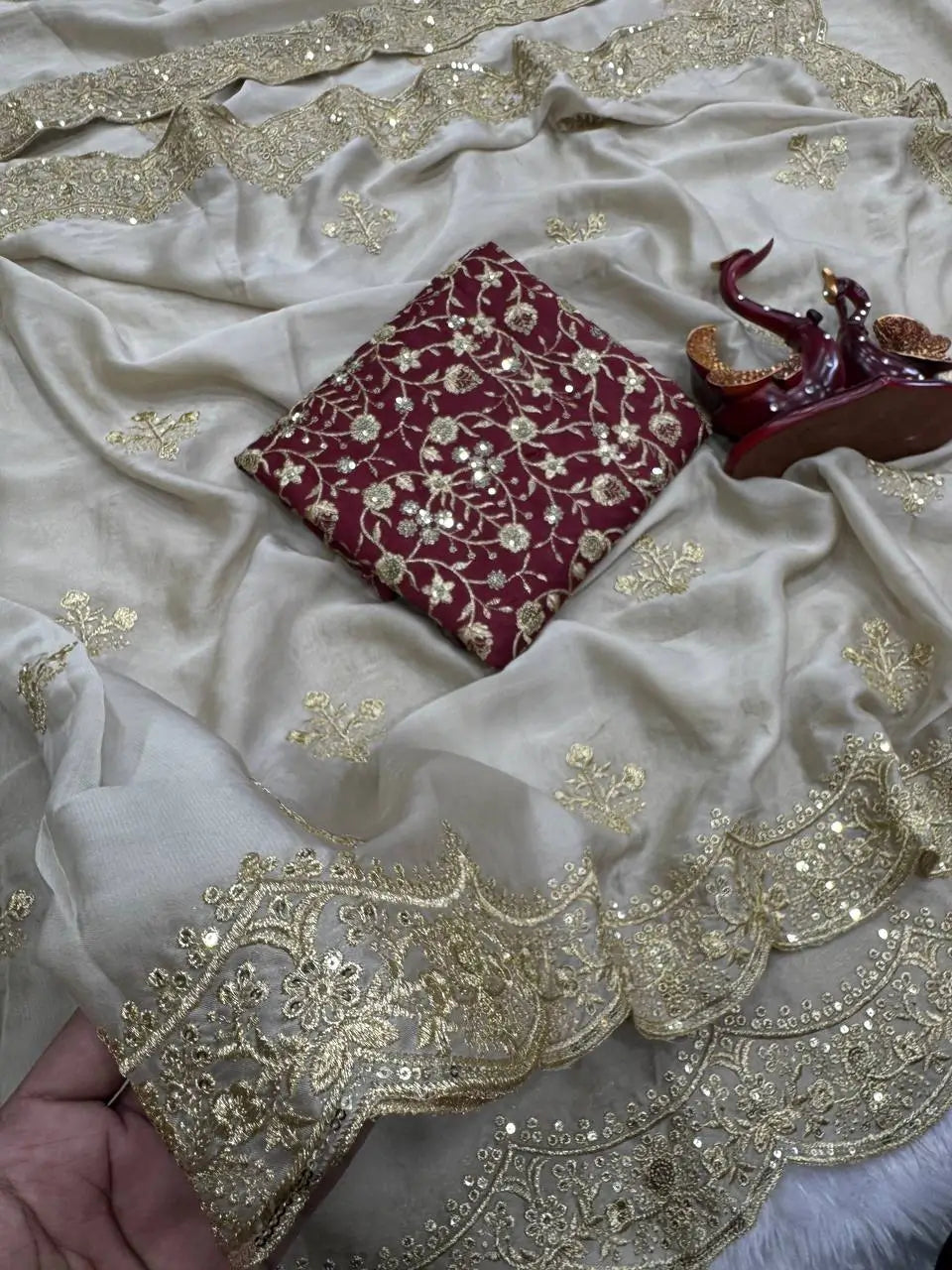 Rangoli Silk Zari Embroidered Saree With Designer Blouse