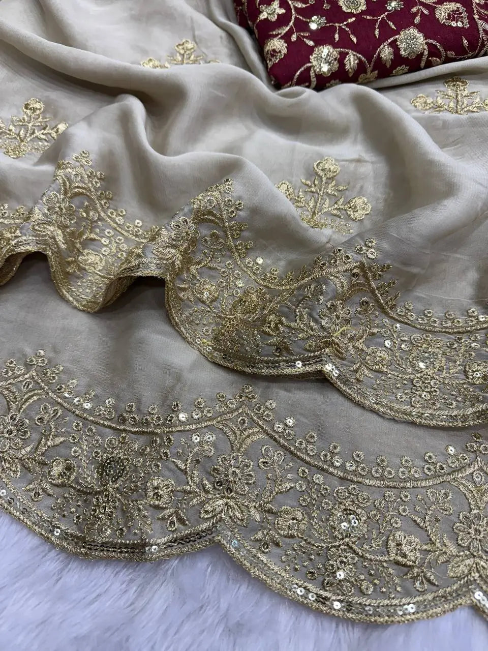 Rangoli Silk Zari Embroidered Saree With Designer Blouse