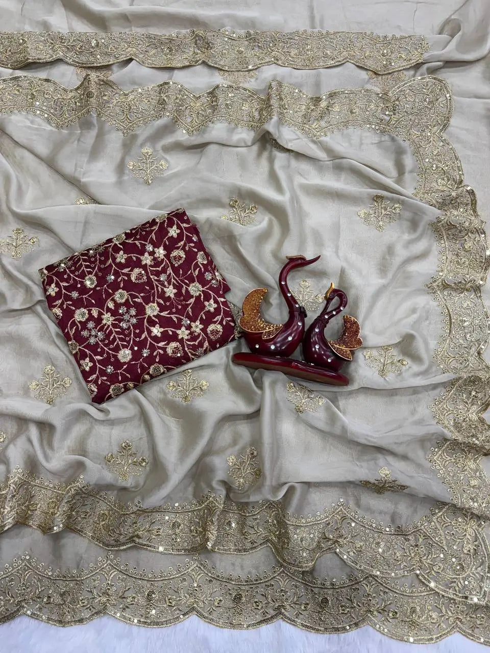 Rangoli Silk Zari Embroidered Saree With Designer Blouse