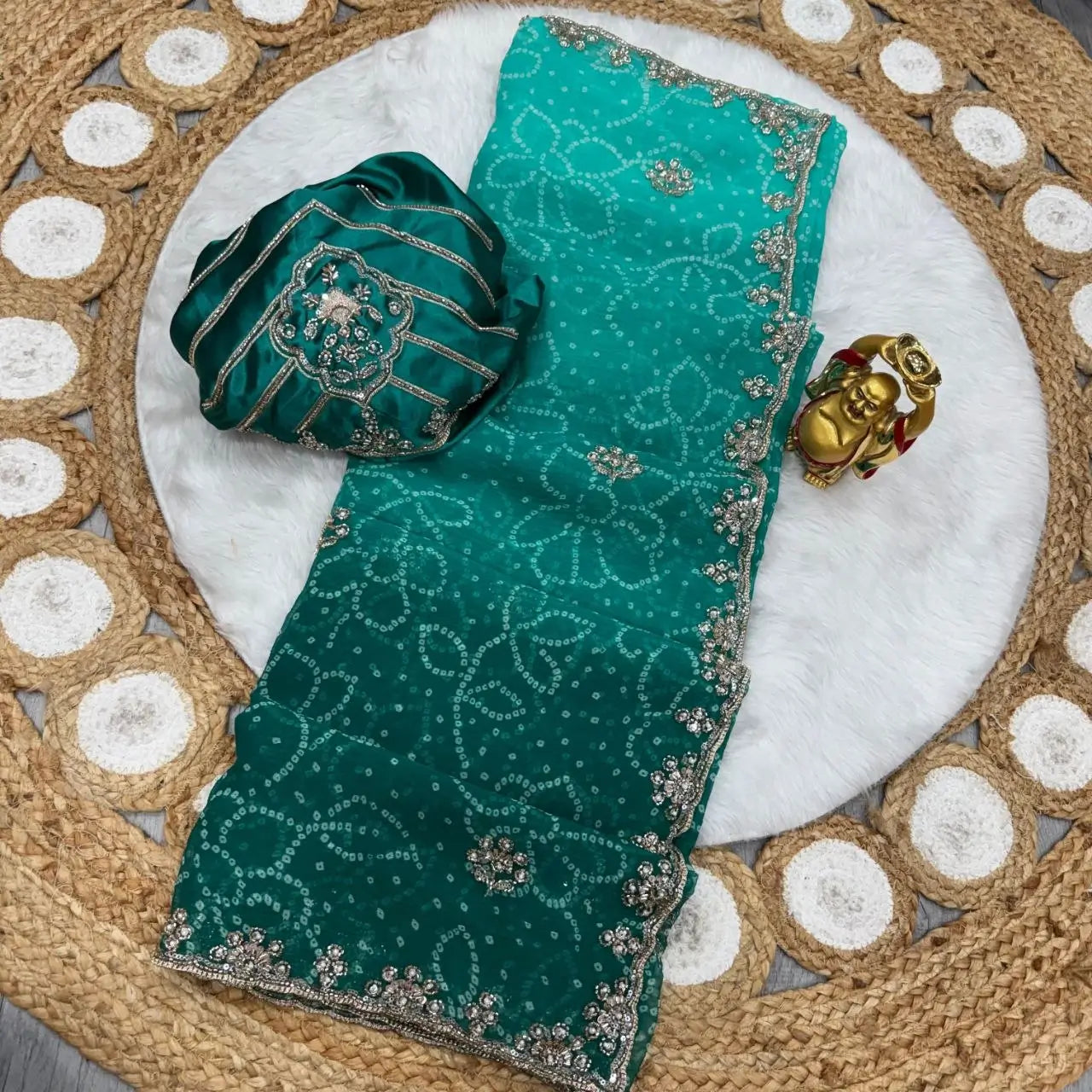 Rani Ombre Bandhani Saree