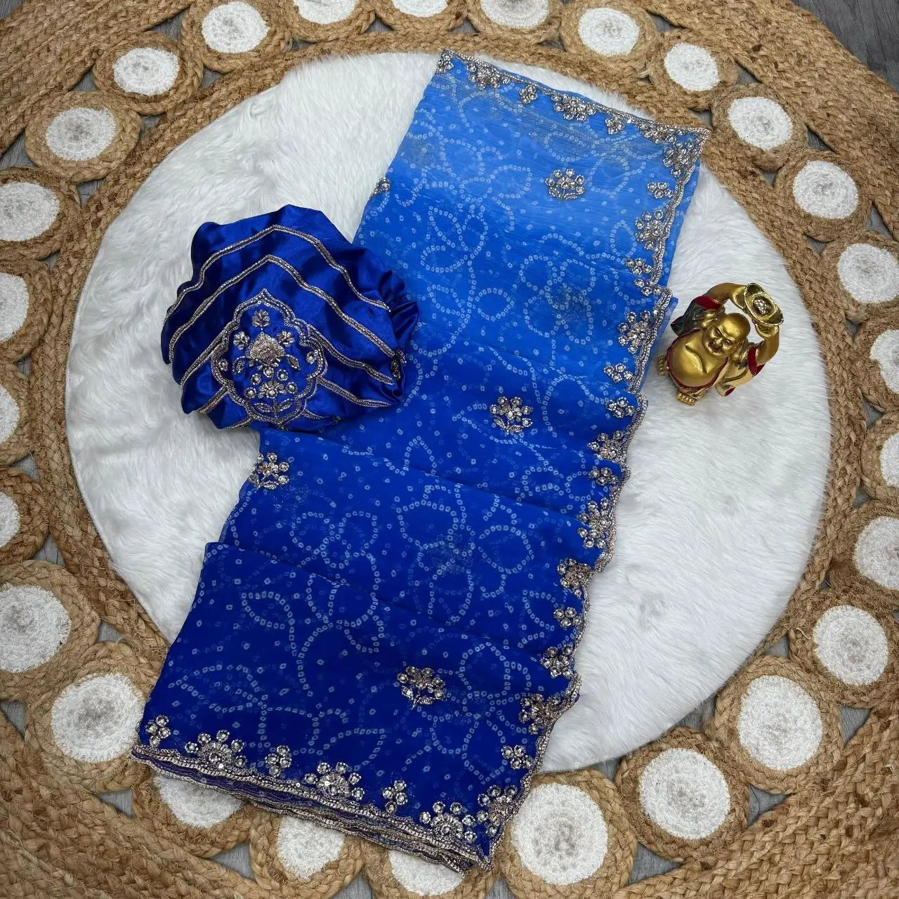 Rani Ombre Bandhani Saree