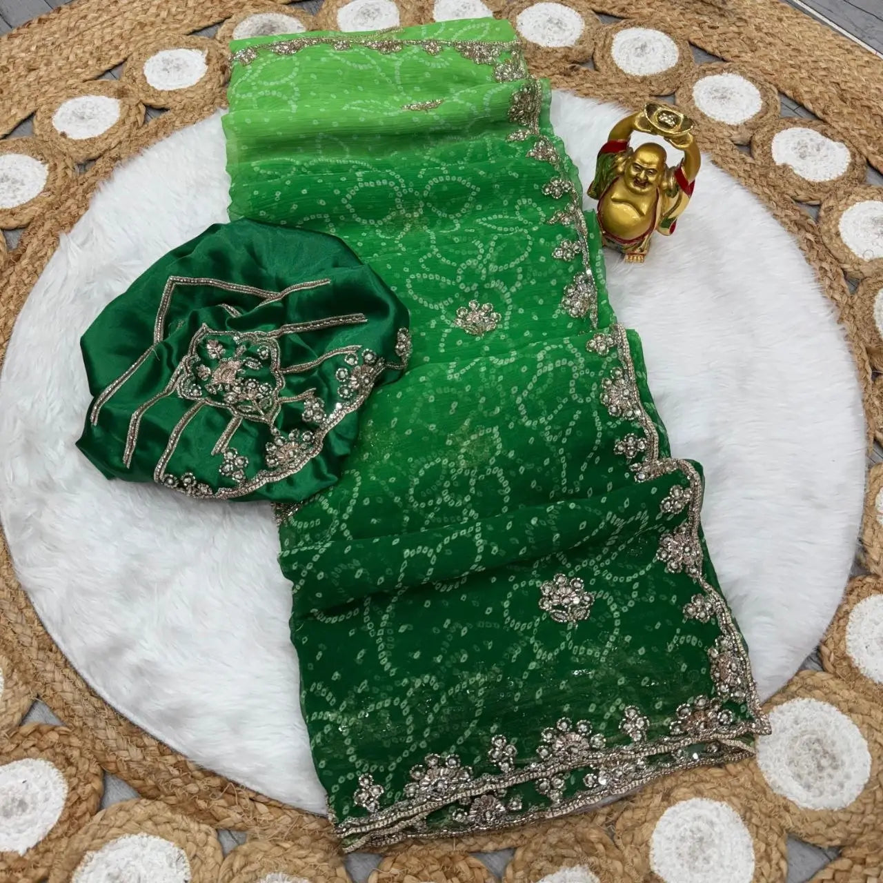 Rani Ombre Bandhani Saree