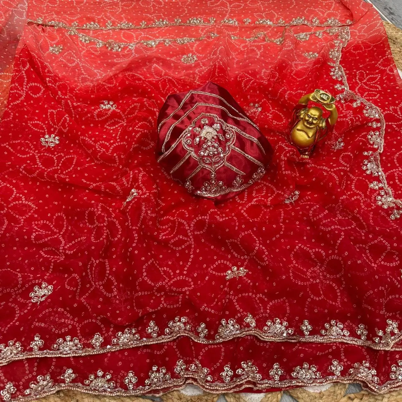 Rani Ombre Bandhani Saree
