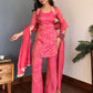 Rani Pink Heavy NC Silk Embroidered Party Wear Suit Set with Dupatta