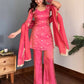 Rani Pink Heavy NC Silk Embroidered Party Wear Suit Set with Dupatta