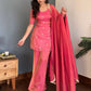 Rani Pink Heavy NC Silk Embroidered Party Wear Suit Set with Dupatta