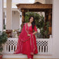Rani Pink & Royal Purple Mul Chanderi Kali Kurti Set with Sequins Zari Embroidered Dupatta