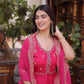 Rani Pink & Royal Purple Mul Chanderi Kali Kurti Set with Sequins Zari Embroidered Dupatta