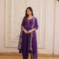 Rani Pink & Royal Purple Mul Chanderi Kali Kurti Set with Sequins Zari Embroidered Dupatta