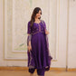 Rani Pink & Royal Purple Mul Chanderi Kali Kurti Set with Sequins Zari Embroidered Dupatta