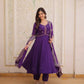 Rani Pink & Royal Purple Mul Chanderi Kali Kurti Set with Sequins Zari Embroidered Dupatta