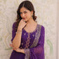 Rani Pink & Royal Purple Mul Chanderi Kali Kurti Set with Sequins Zari Embroidered Dupatta
