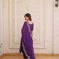 Rani Pink & Royal Purple Mul Chanderi Kali Kurti Set with Sequins Zari Embroidered Dupatta