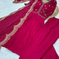 Rani Pink & Royal Purple Mul Chanderi Kali Kurti Set with Sequins Zari Embroidered Dupatta