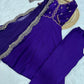 Rani Pink & Royal Purple Mul Chanderi Kali Kurti Set with Sequins Zari Embroidered Dupatta