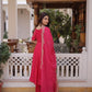 Rani Pink & Royal Purple Mul Chanderi Kali Kurti Set with Sequins Zari Embroidered Dupatta