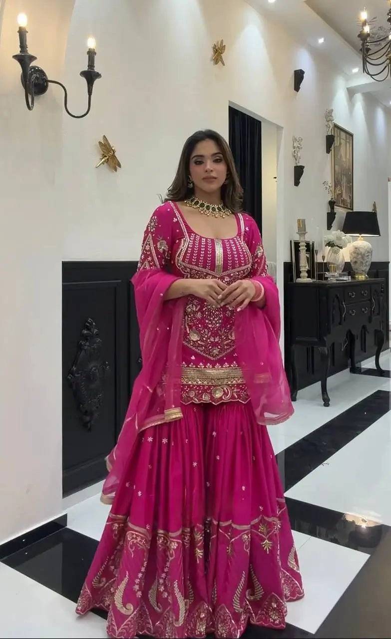 Rani Pink Sequin Sharara