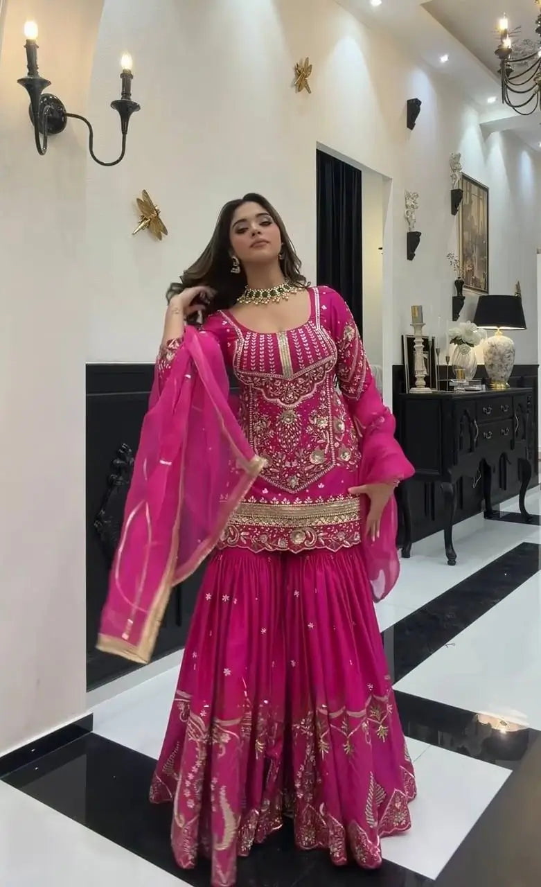 Rani Pink Sequin Sharara