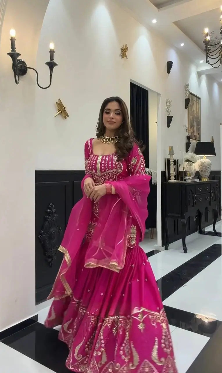Rani Pink Sequin Sharara