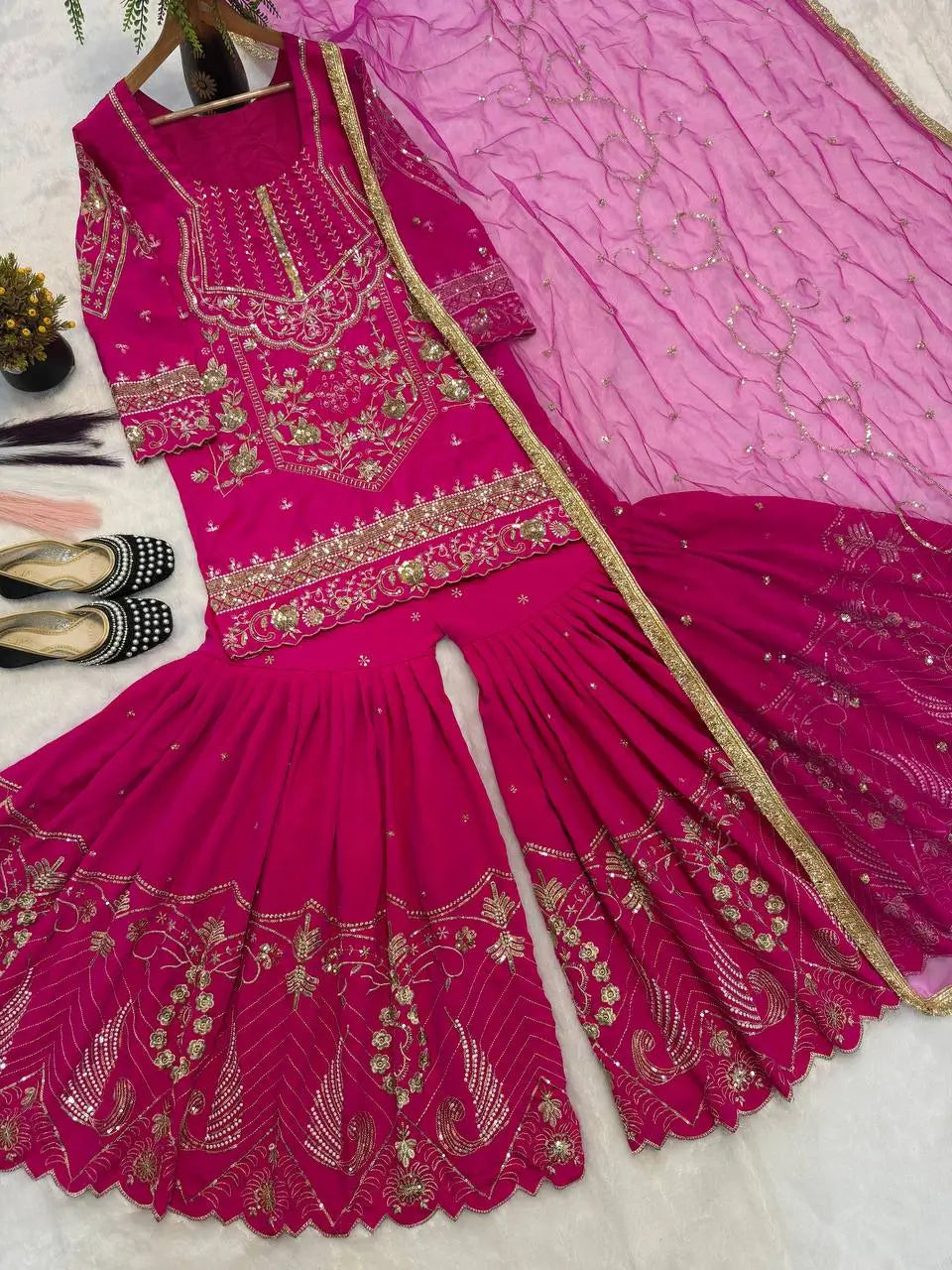 Rani Pink Sequin Sharara