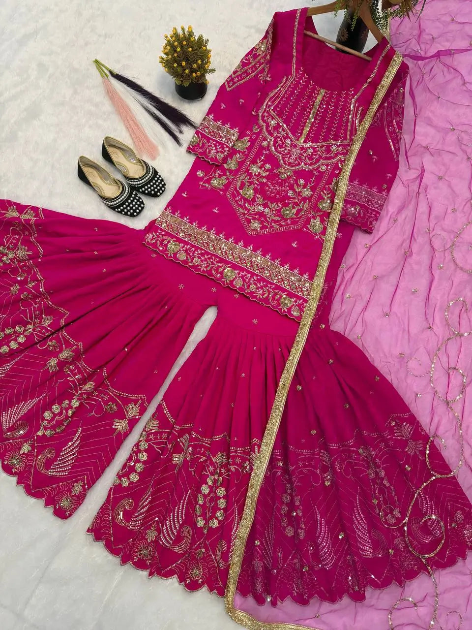 Rani Pink Sequin Sharara