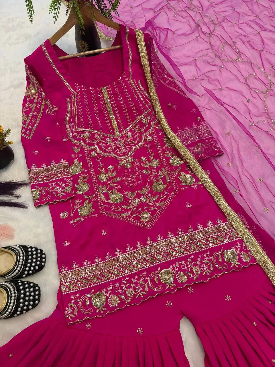 Rani Pink Sequin Sharara